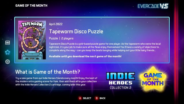 Game of the month: Tapeworm disco puzzle (Evercade Vs)