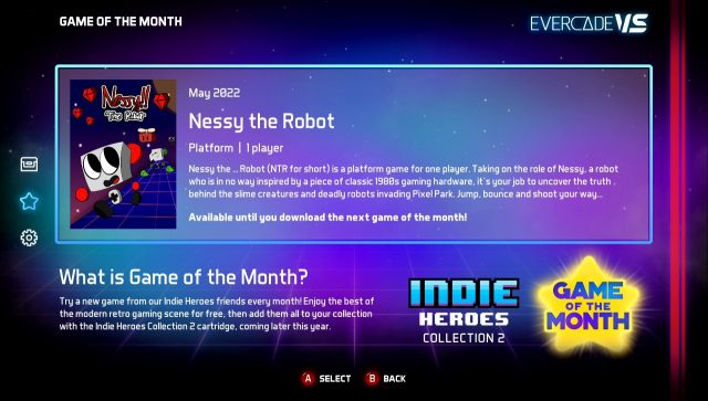 Game of the month - Evercade vs (mai 2022): Nessy the Robot